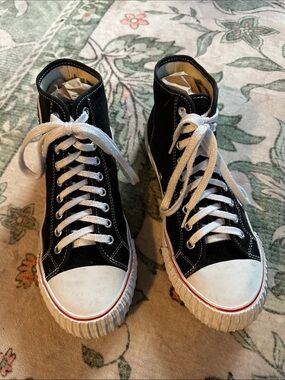Black High-Top PF Flyers Canvas w/ White Laces Size Women’s 11 Men’s 9.5